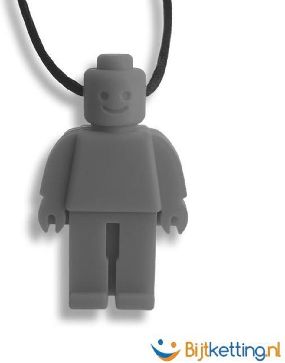 Bijtketting Lego Poppetje Kauwketting | Lego Mannetje | Donkergrijs (Sterker)